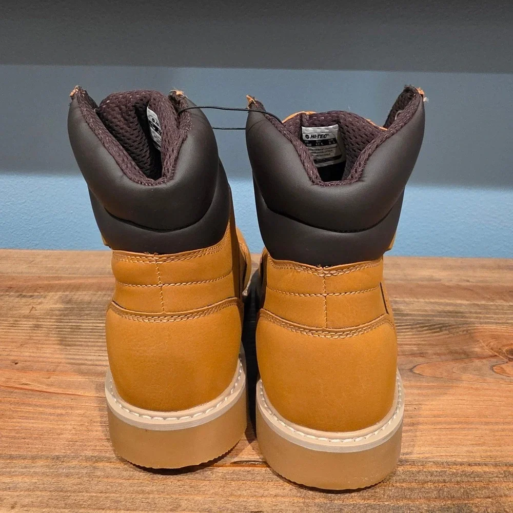 Hi-Tec Mens‎ M Cade 7in Steel Toe Work Boot Wheat Waterproof Oil Resistant 9M